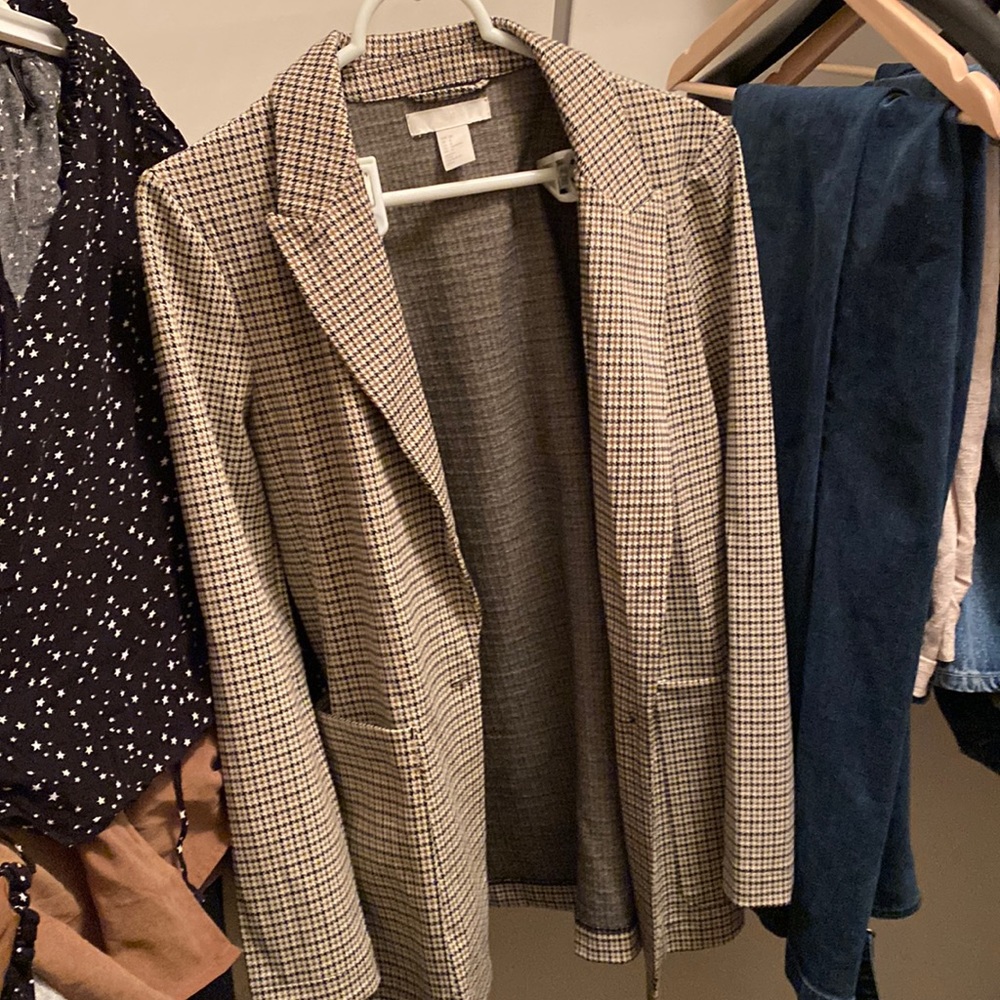 {H&M} checkered blazer